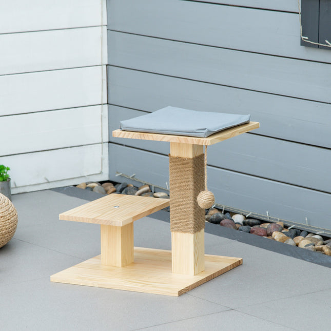 Indoor/outdoor cat tree with jute cushion, 2 platforms