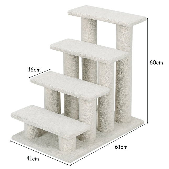 Cat Tree and Pet Stairs, Beige, 61 x 40 x 60 cm