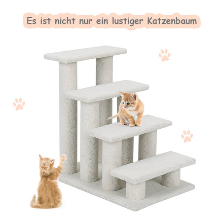 Cat Tree and Pet Stairs, Beige, 61 x 40 x 60 cm