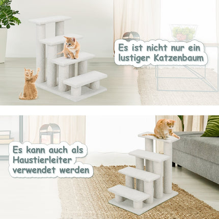 Cat Tree and Pet Stairs, Beige, 61 x 40 x 60 cm