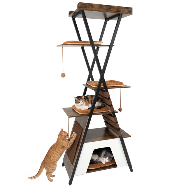 Cat Tree for Indoor Cats, 185 cm, Condo and Perch