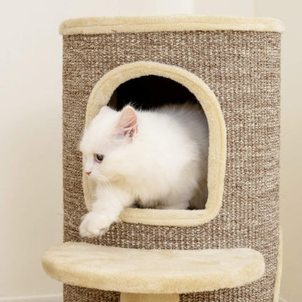 Cat Tree with 2 Levels, Jump Platform, Beige