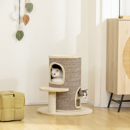 Cat Tree with 2 Levels, Jump Platform, Beige
