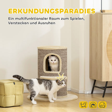 Cat Tree with 2 Levels, Jump Platform, Beige
