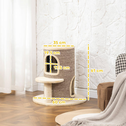 Cat Tree with 2 Levels, Jump Platform, Beige