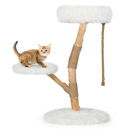 Cat Tree with 3 Plush Platforms, Jute Posts, 90 cm