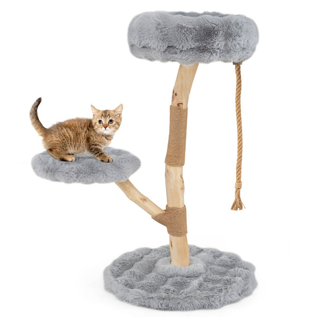 Cat Tree with 3 Plush Platforms, Jute Posts, 90 cm, Grey