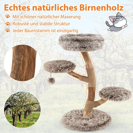 Cat Tree with 4 Plush Levels, Birch Wood, Jute Posts