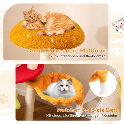 Cat Tree with Basket, Scratching Boards, 117 cm
