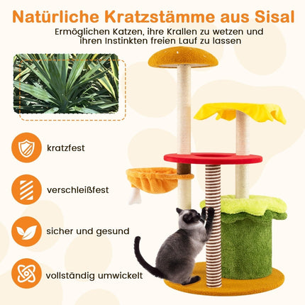 Cat Tree with Basket, Scratching Boards, 117 cm