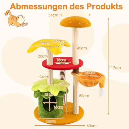 Cat Tree with Basket, Scratching Boards, 117 cm