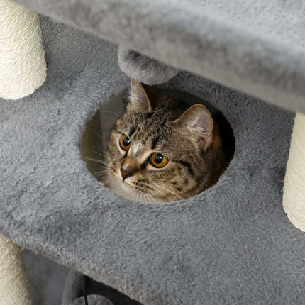 Cat Tree with Bed & Toys, Light Grey, 60 x 30 x 76 cm