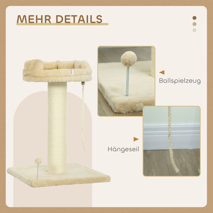 Cat Tree with Bed and Toys, 55x55x83 cm, Beige