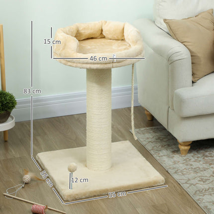 Cat Tree with Bed and Toys, 55x55x83 cm, Beige
