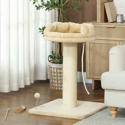 Cat Tree with Bed and Toys, 55x55x83 cm, Beige