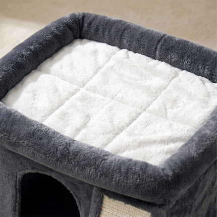 Cat Tree with Cave & Bed, Dark Gray, Sisal Scratching Post