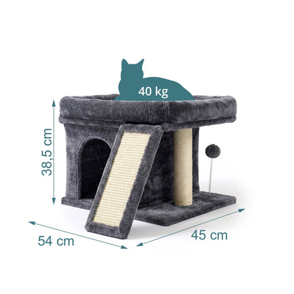 Cat Tree with Cave & Bed, Dark Gray, Sisal Scratching Post