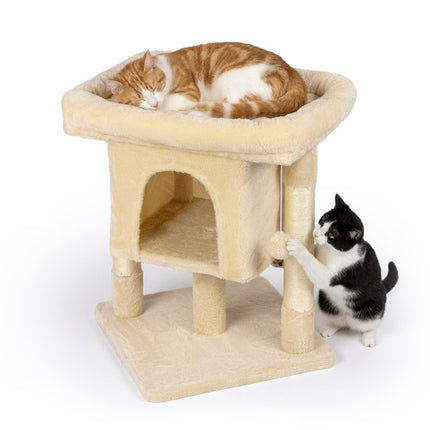 Cat Tree with Cave & Platform, Beige, 60 cm