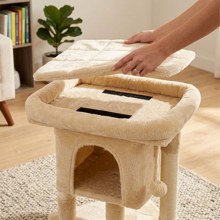 Cat Tree with Cave & Platform, Beige, 60 cm