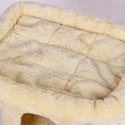 Cat Tree with Cave & Platform, Beige, 60 cm