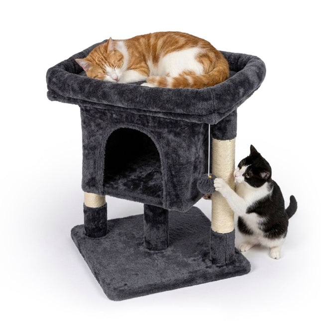 Cat Tree with Cave & Platform, Dark Gray, 60 cm High