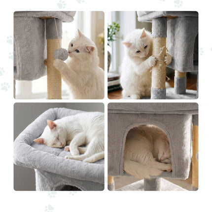 Cat Tree with Cave & Platform, Light Grey, 60cm