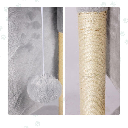 Cat Tree with Cave & Platform, Light Grey, 60cm