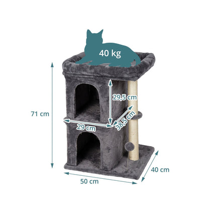 Cat Tree with Caves & Bed, Dark Gray, 71 cm High