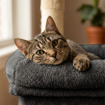 Cat Tree with Caves & Bed, Dark Gray, 71 cm High