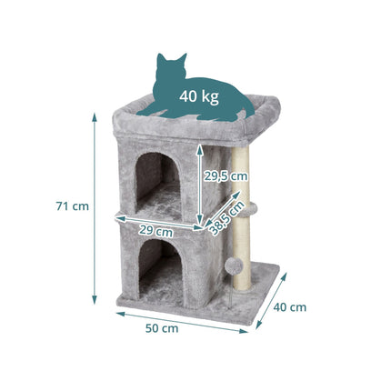 Cat Tree with Caves & Bed, Light Grey, 71cm