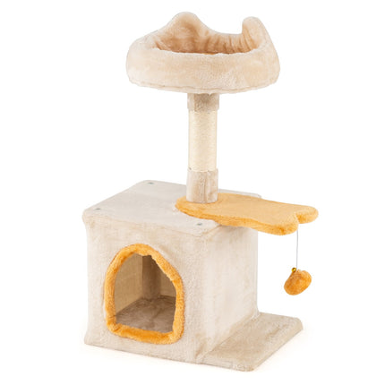 Cat Tree with Fish-Shaped Platform, Sisal Posts, Plush Seat