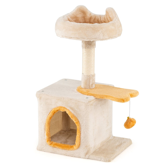 Cat Tree with Fish-Shaped Platform, Sisal Posts, Plush Seat