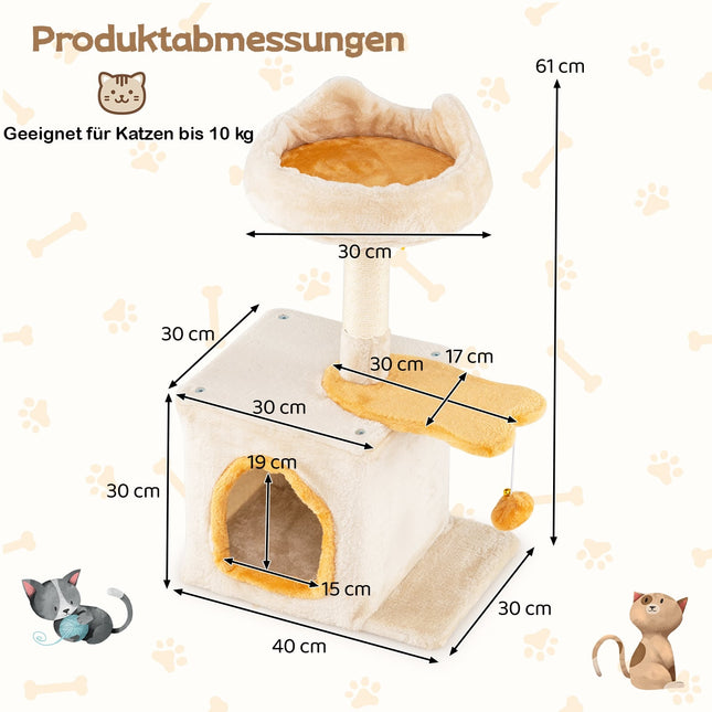 Cat Tree with Fish-Shaped Platform, Sisal Posts, Plush Seat