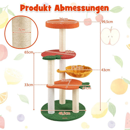 Cat Tree with Fruit Theme, 100 cm, Sisal Scratch Posts
