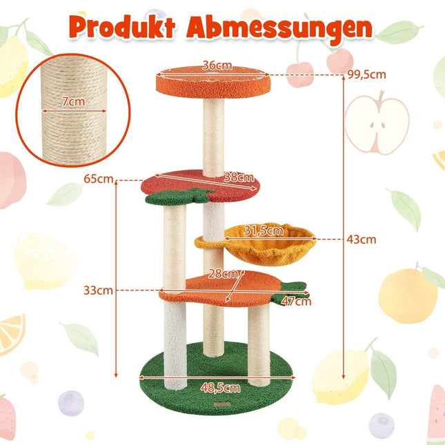 Cat Tree with Fruit Theme, 100 cm, Sisal Scratch Posts