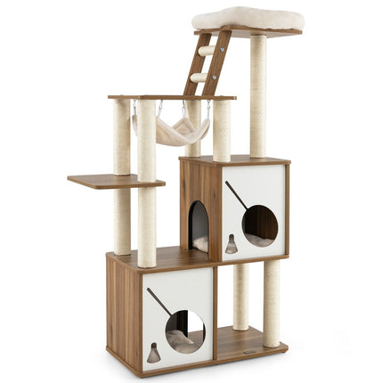 Cat Tree with Hammock, 2 Condos, Ladder – 145cm Wood