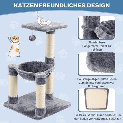 Cat Tree with Hammock, Sisal Posts, Plush Layers