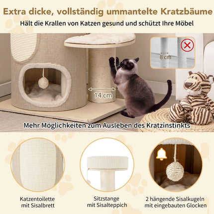 Cat Tree with Hammock and 2-Story Condo, 58x48x154 cm