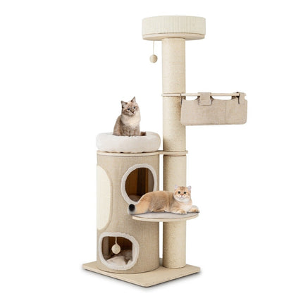 Cat Tree with Hammock and 2-Story Condo, 58x48x154 cm