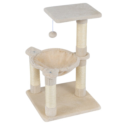 Cat Tree with Hammock and Sisal Posts, 64cm Beige