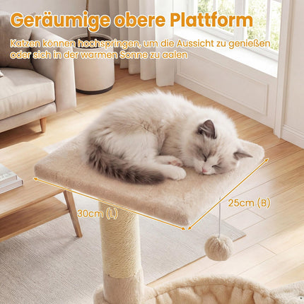 Cat Tree with Hammock and Sisal Posts, 64cm Beige