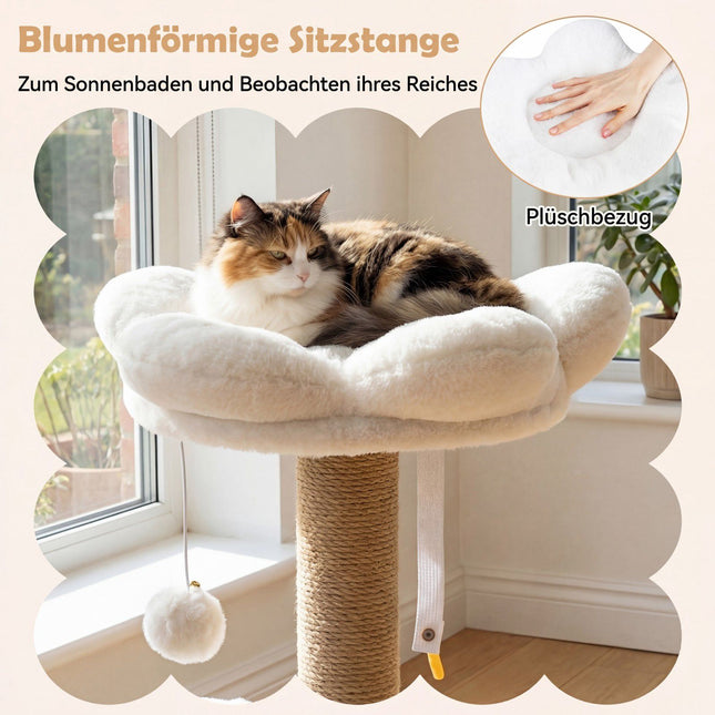 Cat Tree with House, Platform, Bed & Balls, 96 cm Beige