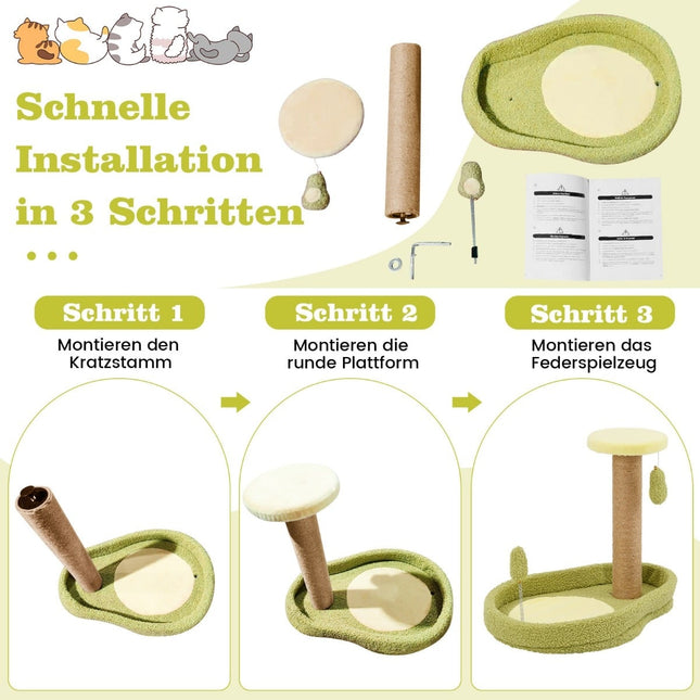 Cat Tree with Jute Posts and Avocado Toy, 50cm