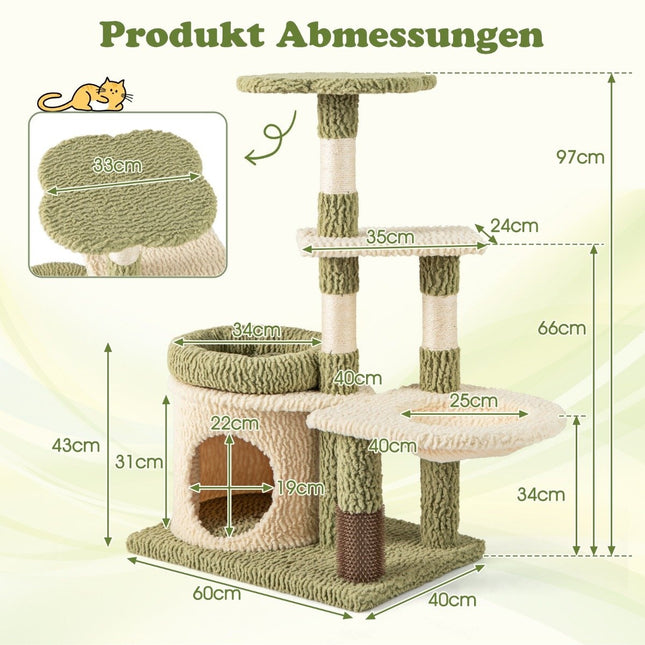 Cat Tree with Platforms, Hammock, and Scratching Posts