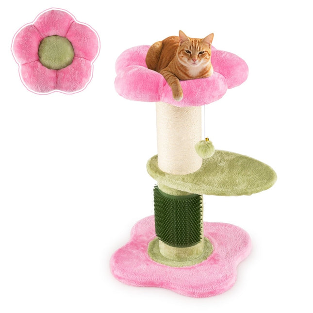 Cat Tree with Plush Seat, Sisal Post, 69 cm, Pink