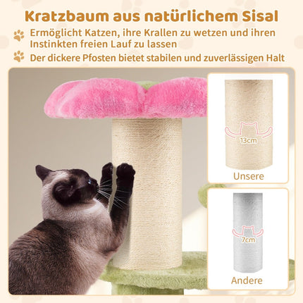 Cat Tree with Plush Seat, Sisal Post, 69 cm, Pink