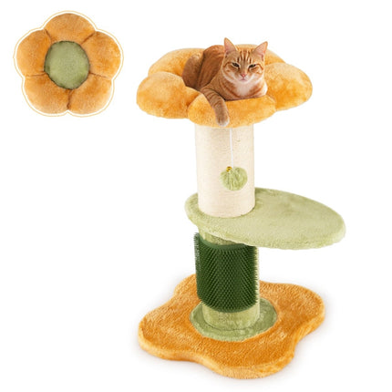 Cat Tree with Plush Seat, Sisal Post, 69 cm, Yellow
