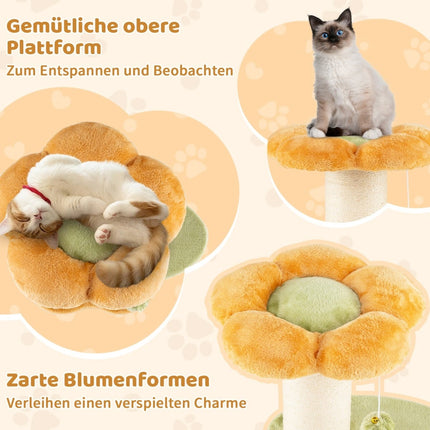 Cat Tree with Plush Seat, Sisal Post, 69 cm, Yellow