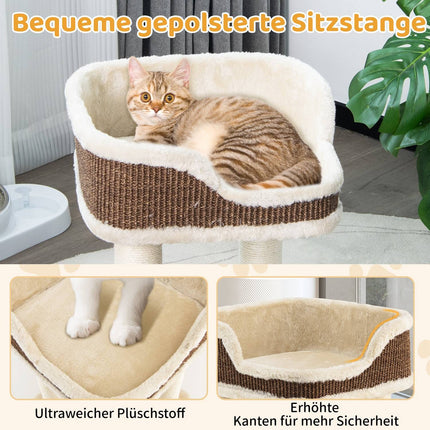 Cat Tree with Plush Seat, Sisal Posts & Ball, Beige