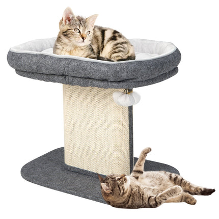 Cat Tree with Plush Seat & Sisal Scratching Board, Gray